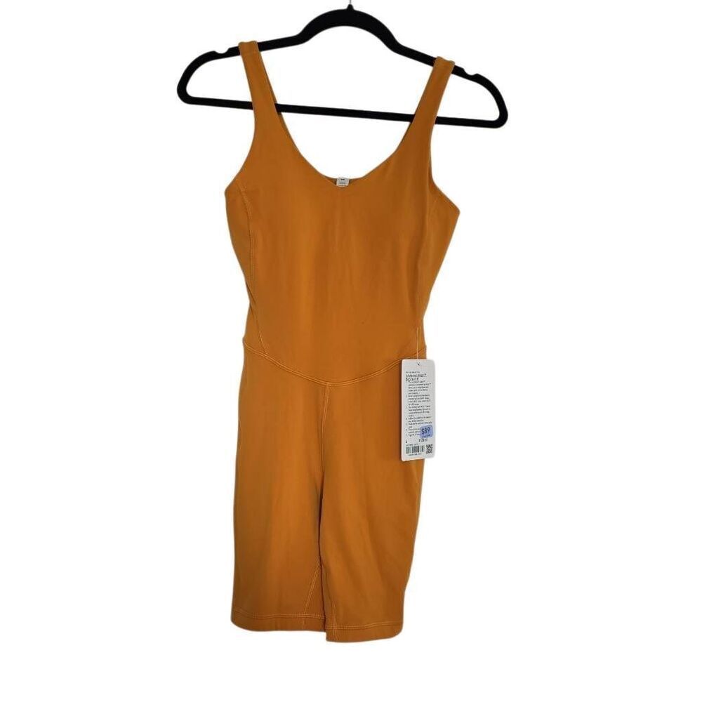 Lululemon Women's Size 4 Autumn Orange Align 8" Shorts Bodysuit